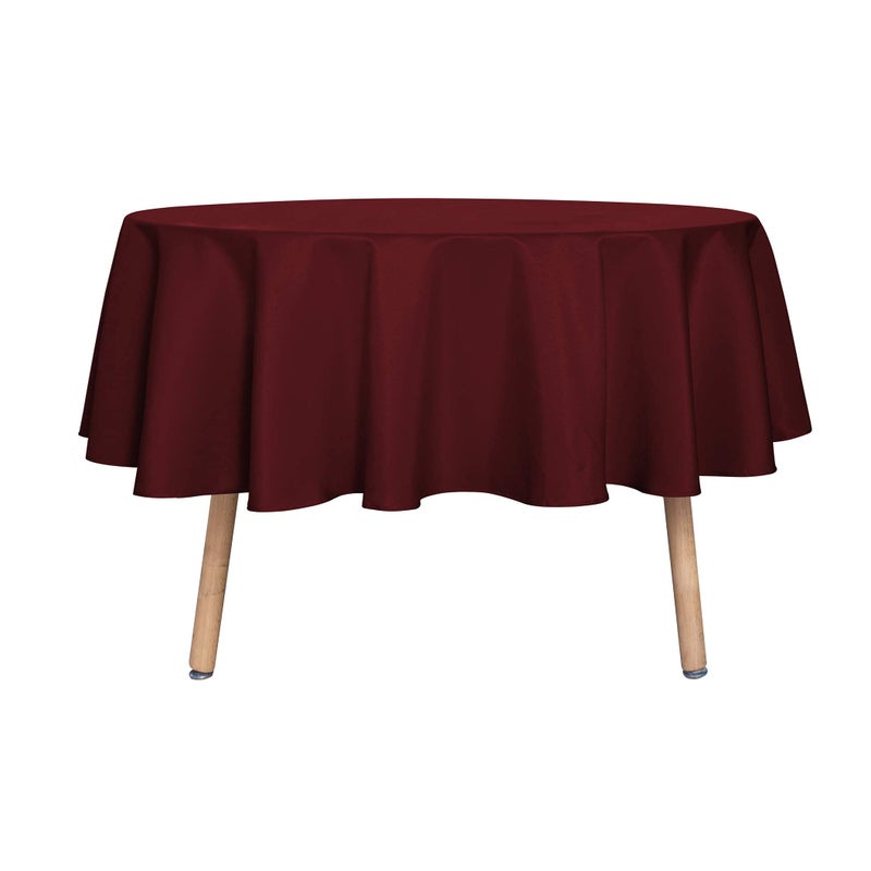 sancua Round Tablecloth - 60 Inch - Water Resistant Spill Proof Washable Polyester Table Cloth Decorative Fabric Table Cover for Dining Tables, Buffet Parties and Camping, Burgundy - Image 1